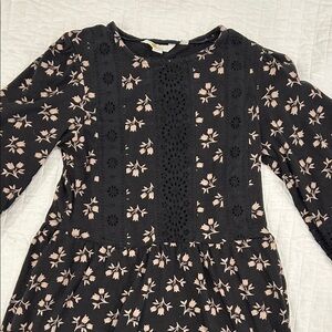 Boden Black and Pink Floral Midi Dress